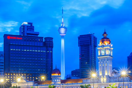 Malaysia city skyline with famous buildings, towers and skyscraper in Kuala Lumpur, Asia.のeditorial素材