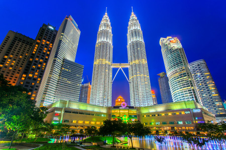 KUALA LUMPUR, MALAYSIA - JUNE 18: Petronas Towers on April 08, 2014 in Kuala Lumpur, Malaysia.Petronas Towers,also known as Menara Petronas is the tallest buildings in the world from 1998 to 2004のeditorial素材