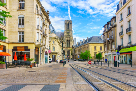 Architecture of Reims, a city in the Champagne-Ardenne region of France.の写真素材