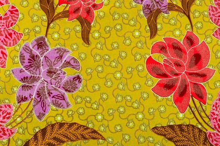 Close up Thai silk traditional motif background. Textile texture backgroundの写真素材