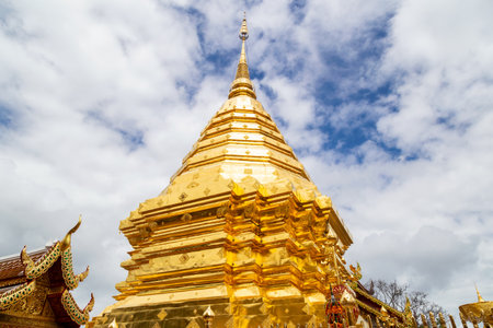 Wat Phra That Doi Suthep is tourist attraction of Chiang Mai, Chiag Mai Province, Thailandの写真素材