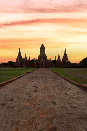Old temple Wat Chaiwatthanaram of Ayutthaya Province, Thailandの写真素材
