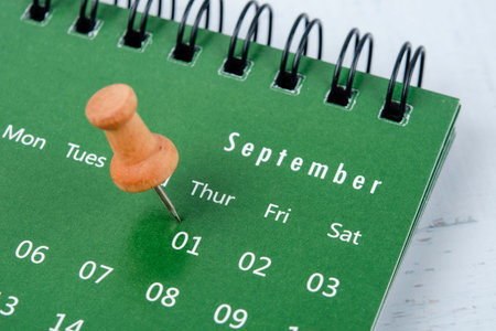 The concept of planning and deadline with push pin on calendar date.