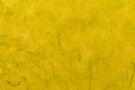 Yellow color mulberry paper texture background in close-up.の写真素材