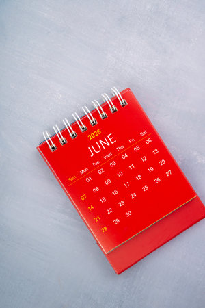 June 2026 red color calendar.の写真素材