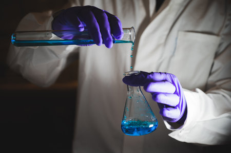 Medical Research Laboratory. A Female Scientist Analyzing samples. Advanced Scientific Lab for...