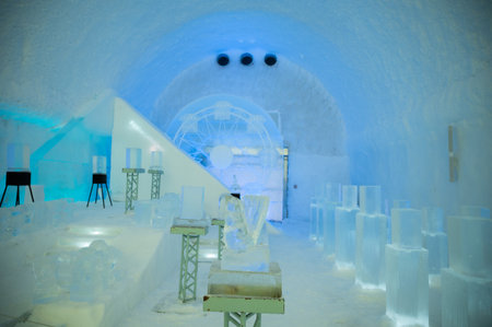 Kiruna,  Sweden - February 23, 2022, visit in Ice hotel. Room Art inside the IceHotel in Kiruna, Sweden.の写真素材