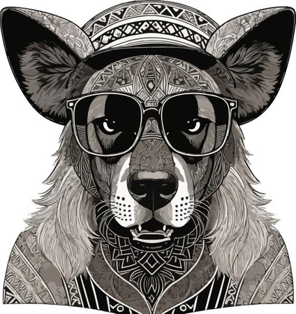 Cute dog with sunglasses.Vector illustration ready for vinyl cutting.のイラスト素材