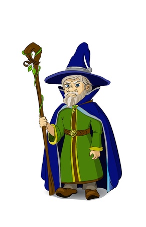Gloomy Cartoon Wizard with staff  のイラスト素材