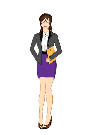 Vector illustration of smiling business woman with paper folderのイラスト素材