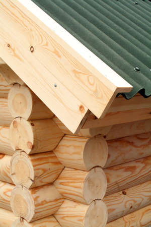 The wooden house, example of a corner of a buildingの写真素材