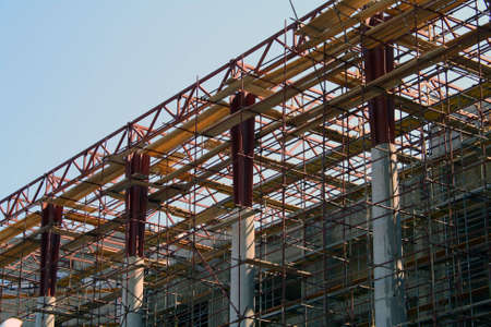 Building the forests set for construction of a new building of shopping center