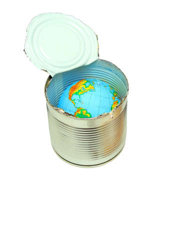 Canned food the globe, can it is required to keep our globe almost in canned foodの写真素材