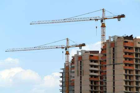 Construction of a new inhabited complex on quay of the river の写真素材
