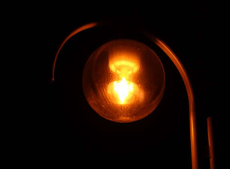 Street lighting luminaire in the street the night of settlementの写真素材