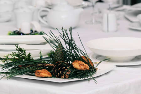 Table in Christmas for a family dinner の写真素材