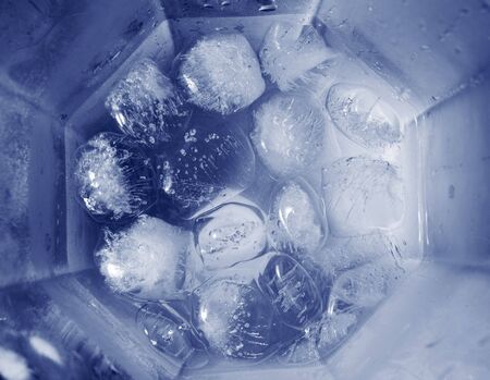 close up blue cold ice blocks