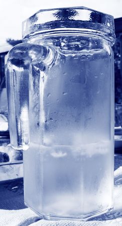 blue cold glass whit iceの写真素材