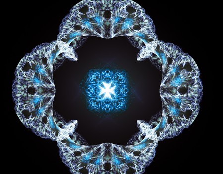 abstract fractal design on black backgroundの写真素材