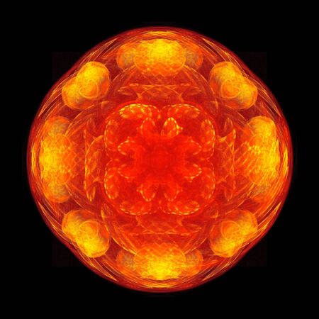 abstract fractal circle on black backgroundの写真素材