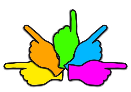 colorful hands with black border isolated on white backgroundのイラスト素材