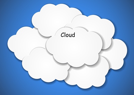 illustration of white paper clouds collection over blue background