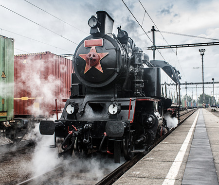 steam locomotive on the tracks (made in the Czech Republic 1948 - Matej, number 433002)