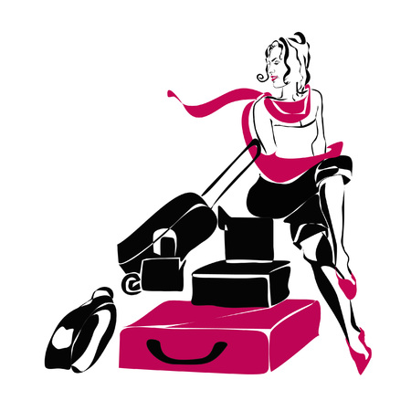 Beautiful woman is waiting for vacation's timeのイラスト素材