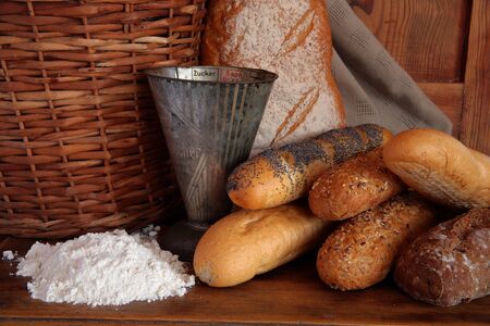 Bakery on wooden background