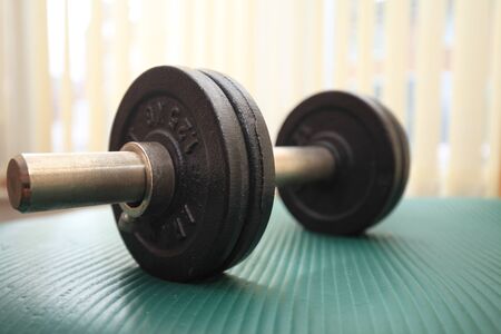 Close-up of dumbbell.