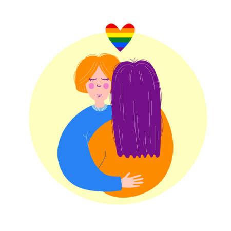 LGBT concept. LGBT rainbow flag. Vector illustration in flat cartoon style. Love concept. gay parade, pride month.のイラスト素材