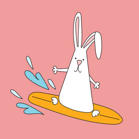 Rabbit symbol of 2023. Rabbit on the surfCalendar template.のイラスト素材