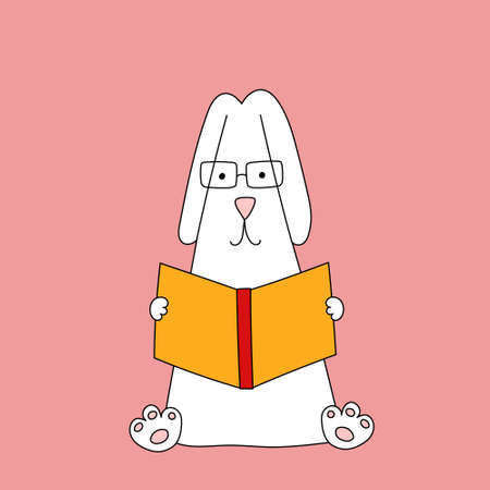 Rabbit symbol of 2023. Rabbit with book. Calendar template.のイラスト素材