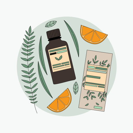 Skin care organic cosmetic set in flat style. Woman stuff, eco girls accessory concept. Natural face care products.のイラスト素材