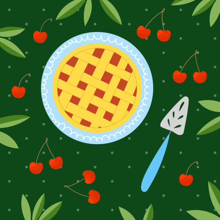 National pie day. Pie with apples.のイラスト素材