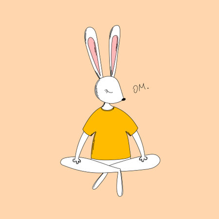 Rabbit in the lotus position. Symbol of 2023.のイラスト素材