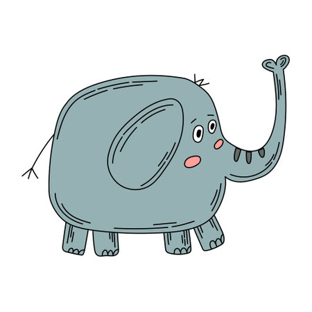 Elephant. Cute elephant. Flat vector doodle.のイラスト素材