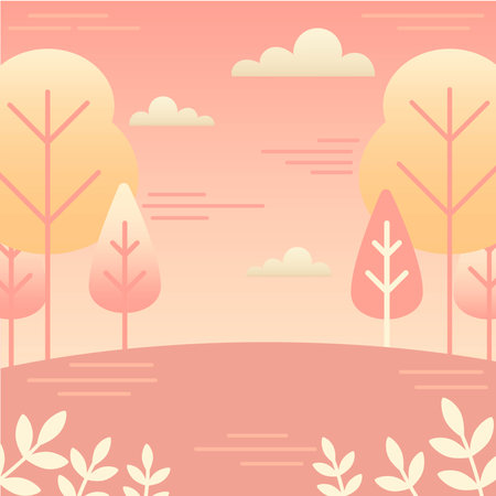 Minimalistic Pink Landscape with Treesのイラスト素材