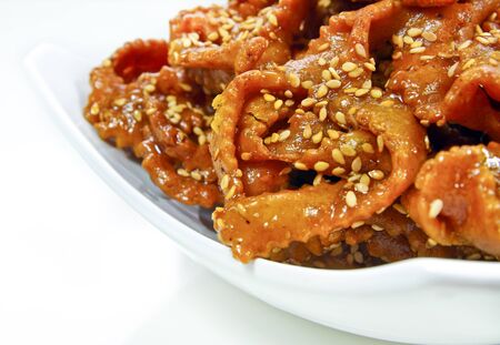 Moroccan Ramadan cookies in a white bowlの写真素材