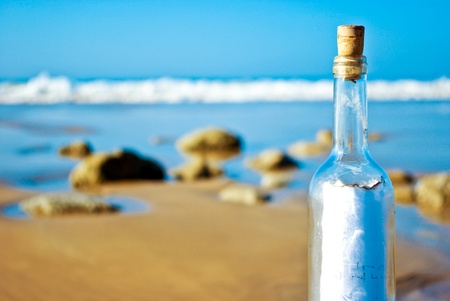 Message in a Bottle at a deserted beach