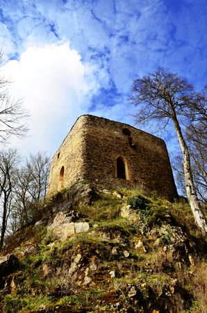 tower of the old fortress near the village Brezina in the Czech Republicの写真素材