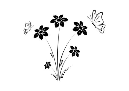 Floral background with flowers and butterfliesのイラスト素材