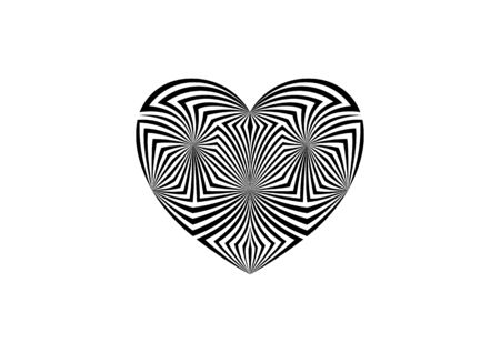 Geometric abstract black and white - heart ornamentのイラスト素材