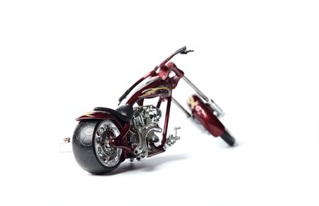 Diminished copy of motor cycle on a white background (shallow DOF)の写真素材