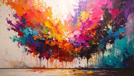 Abstract colorful oil painting on canvas. Modern Impressionism style.の素材