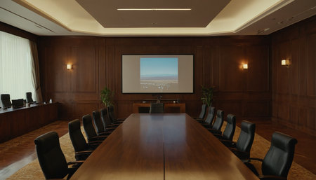 Interior of a modern conference room. 3d rendering mock upの素材