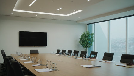 Interior of a conference room, meeting room in modern office buildingの素材
