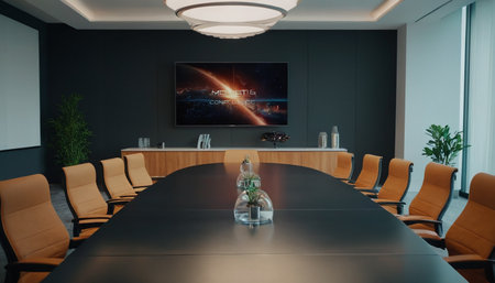 Interior of a modern conference room, meeting room. 3D renderingの素材