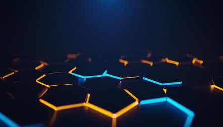 Abstract background of hexagons. 3d rendering, 3d illustration.の素材