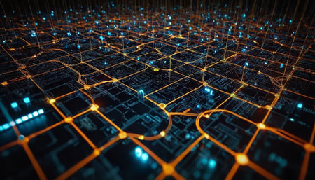Futuristic circuit board background. 3d rendering toned imageの素材